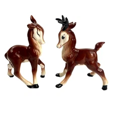 VTG Kreiss Reindeer Set of 2 Christmas Salt & Pepper Shakers 1950s Japan