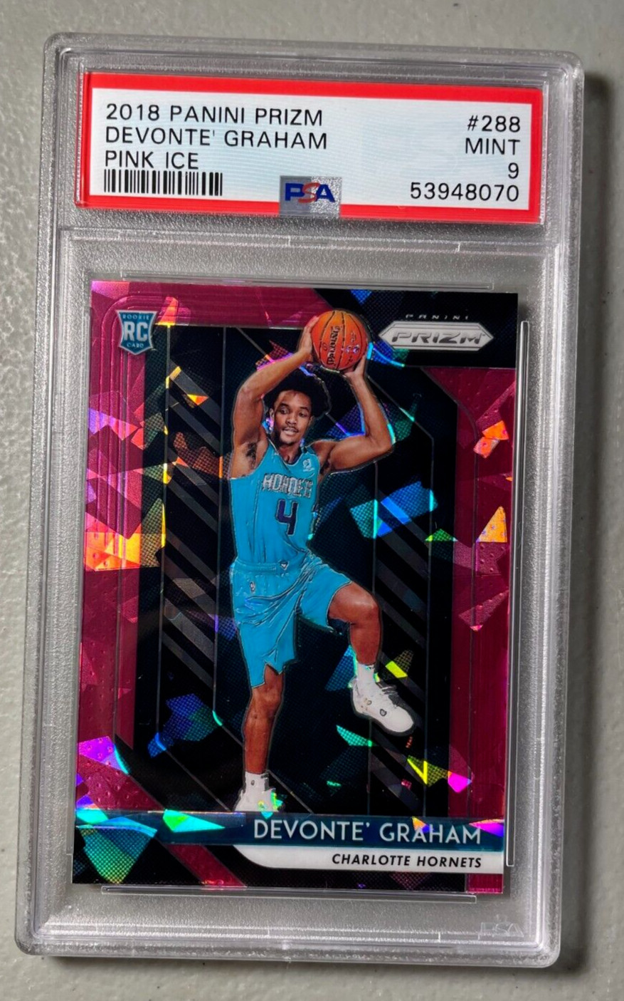 2018/19 Panini Prizm Pink Ice Prizm  Devonte Graham Rookie RC #288 PSA 9 Mint