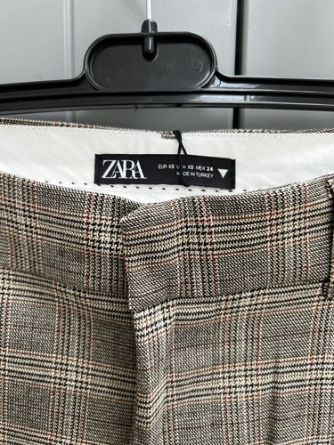 ZARA Checked Plaid Full Length High Waisted Palazzo Wide Leg Suit Trousers  XS | eBay