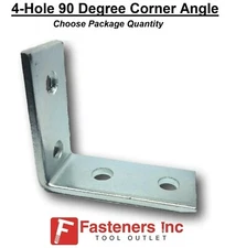 4-Hole 90° Corner Angle Fitting for Unistrut / B-Line Channel #4653 P1325 Zinc 