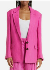 FARM RIO OVERSIZED LINEN HOT PINK BLAZER JACKET sz L