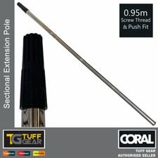 Coral 0.95m Sectional Extension Pole with Screw Thread and Adaptor for Push Fit