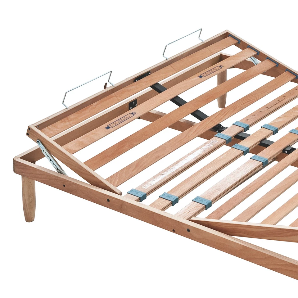 OFFERTA! Rete Matrimoniale 140x190 a Doghe in Legno Faggio Alzata Manuale Unica - Immagine 2 di 4