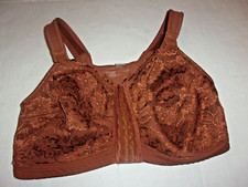 Ashley Stewart Intimates brown lace front close comfort strap bra 42DD