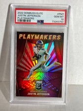 2022 Donruss Elite PLAYMAKERS HOLO JUSTIN JEFFERSON PSA 10 POP 3 VIKINGS
