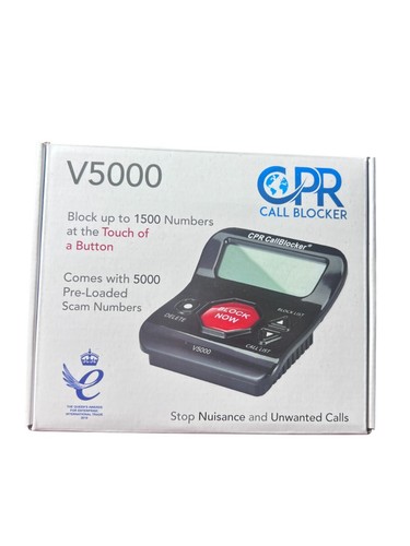 CPR V5000 Robocall & Spam Call Blocker – stacjonarne urządzenie przewodowe stalówka czarne - Zdjęcie 2 z 9