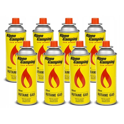 8x Gaskartusche 400ml Alpen Camping für Kocher Brenner IK004