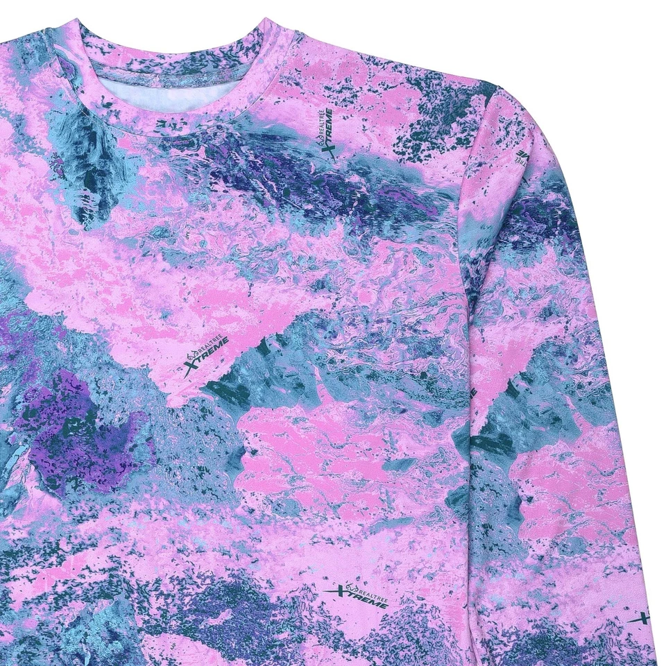 Realtree Xtreme Camo Women Fishing Shirts Long Sleeve Lavender Pink Crewneck Tee - Image 2 of 4