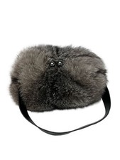 Max Mara Women's Grey Aida Fox Fur Kiss Lock Clutch Handbag Nwt