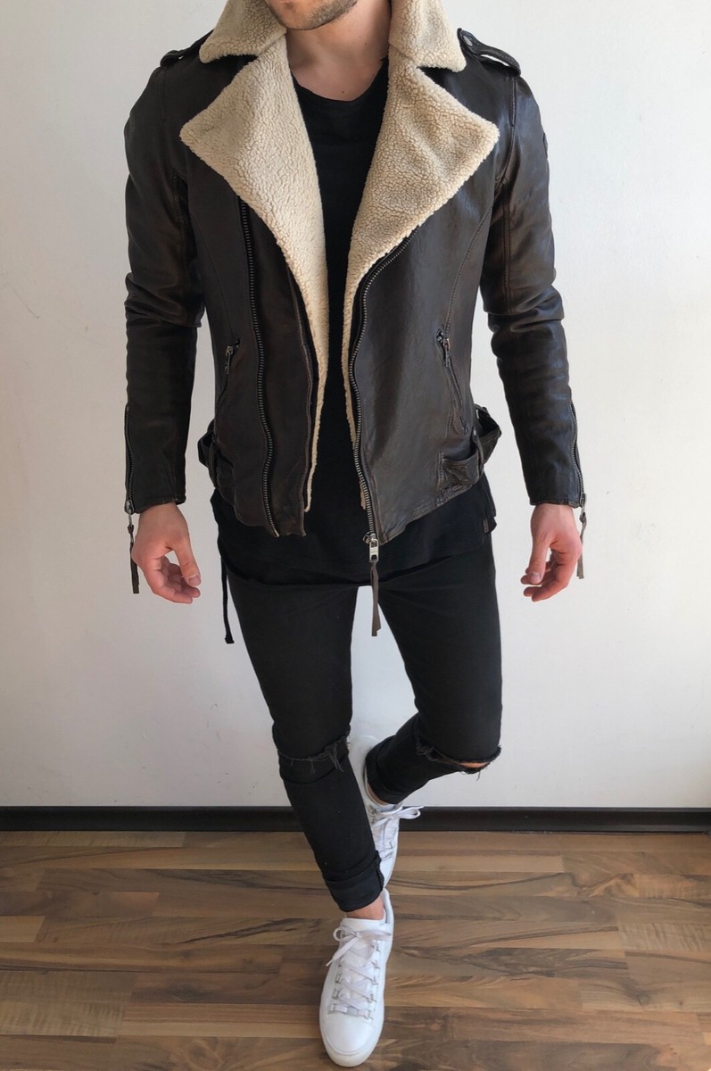 Neu Tigha Lederjacke KADAR FALCO BEREND S M L XL XXL Schwarz