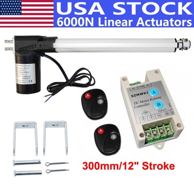 Heavy Duty 6000N 12'' Linear Actuator 12V Motor W/ Forward Reverse Controller Kit