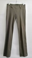 Soma Womens Olive Green Mid Rise Flat Front Pull On Straight Pants Size Small