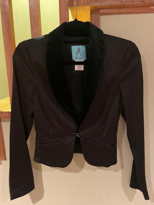 Marciano Womens Jacket Black Acetate Long Sleeves Velvet Collar Business Size S