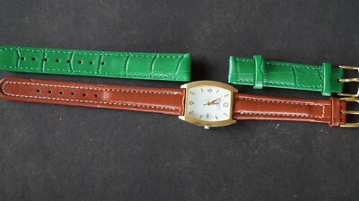 Favre Leuba Gold Quartz Watch F29-150 Tank 2x straps Case Size 28