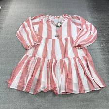 Oliphant Dress Womens Small Ballon Sleeve Short Dress White Tassel  Coral 1116V