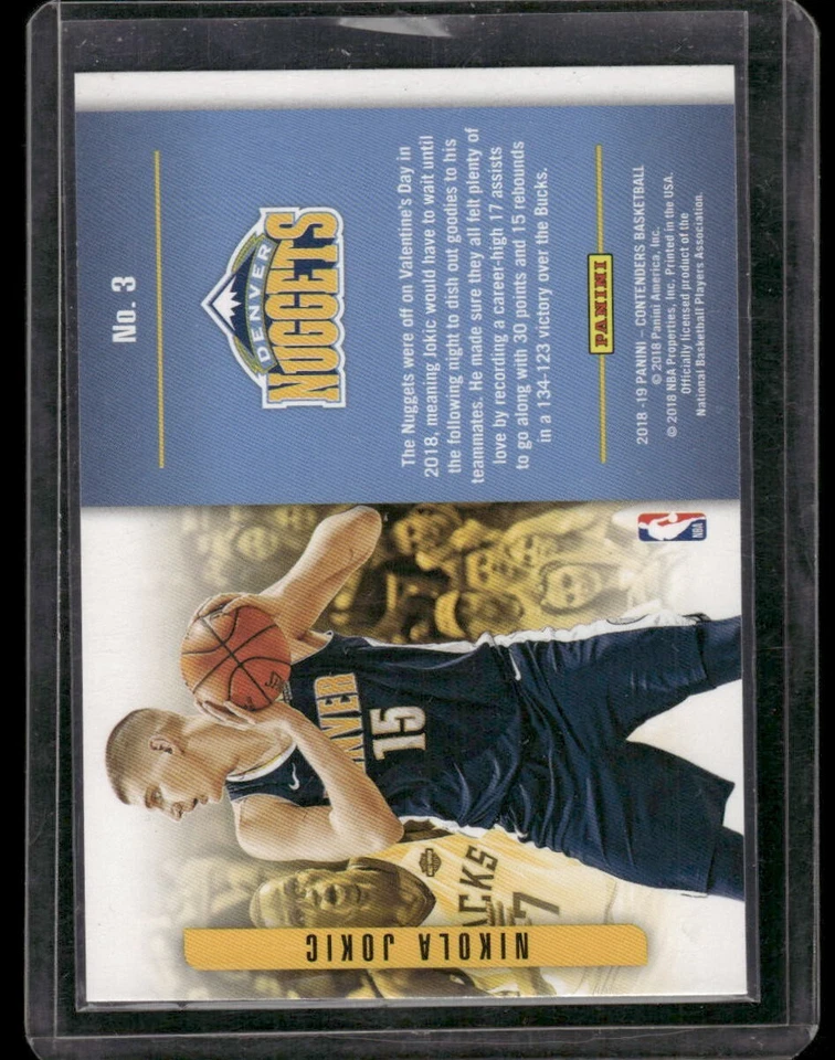 Nikola Jokic 2018-19 Panini Contenders Playing the Numbers Game #3 Nuggets - Image 2 of 2