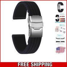 Durable Rubber Watch Band - Waterproof & Adjustable Stripe Design - 14 to 24mm