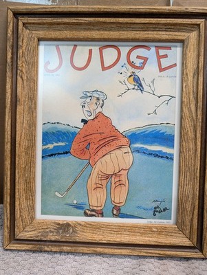 Vintage Judge Magazine Cover Art Print Framed Ed Graham 1931 Golf Bird Cartoon