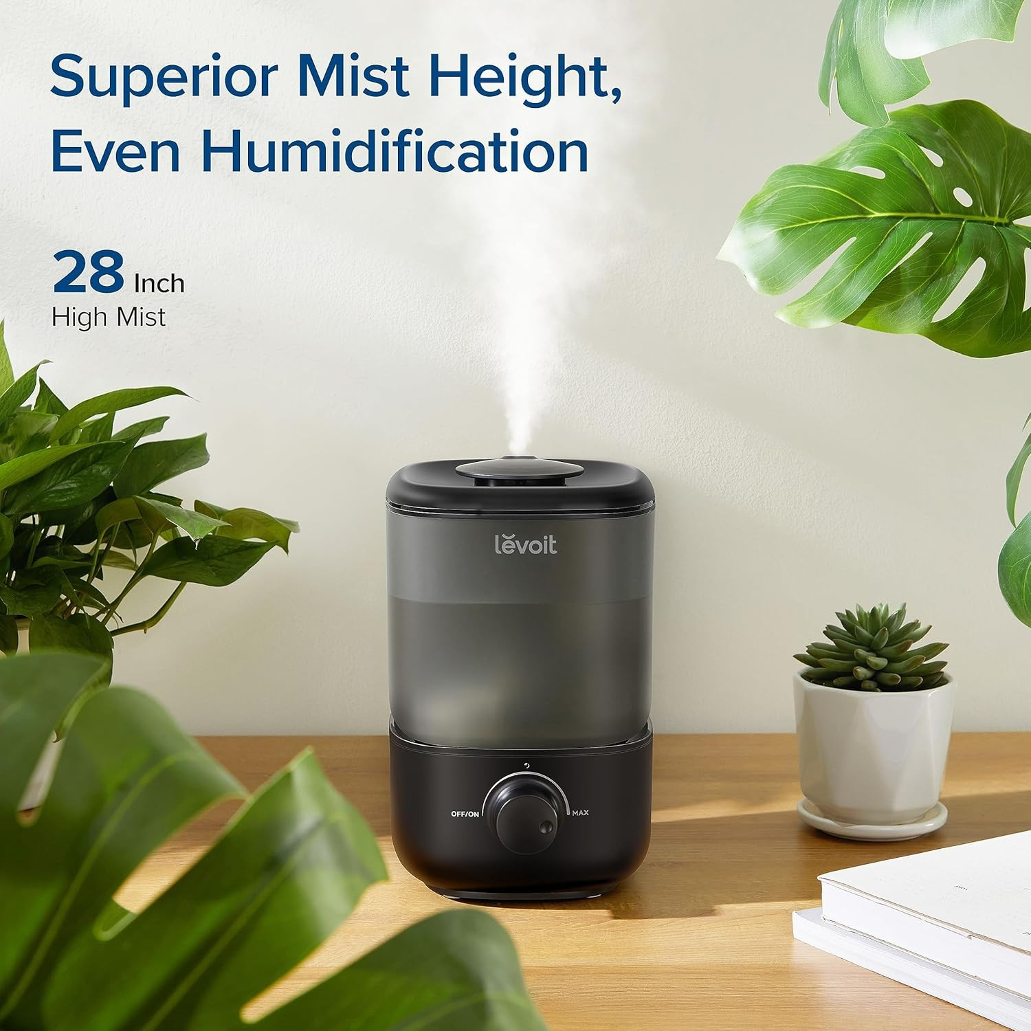 Ultrasonic Cool Mist Humidifier, Super Easy to Fill and Clean, Quiet Operation