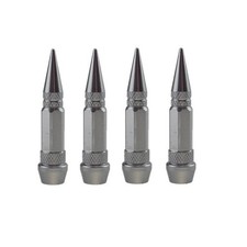 4x Spike Bullet Valve Stem Caps Covers Tire Wheel Screw-on Metal Aluminum 2.5