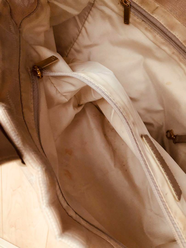 Authentic CHANEL New Travel Line Tote Shoulder Bag Beige Nylon Leather Used - Picture 7 of 8