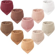 Baby Muslin Bandana Bibs 10 Pack 100 Organic Cotton 6-Layer Thick Cloth - Soft