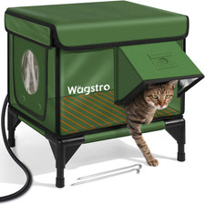 Heated Cat House for Outside, Insulated Weatherproof Heated Outdoor Cat House wi