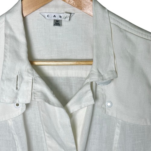 CAbi Cloud Topside Topper White100% Linen Jacket Lightweight Women’s Sz M - Picture 3 of 17