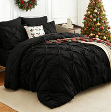 Queen Comforter Set 7 Pieces Bed in a Bag Black Luxury Soft Queen Size Bed Set P