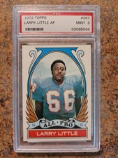 1972 Topps Ftball Card Larry Little, All-Pro, High Number, #267, PSA 9, MINT