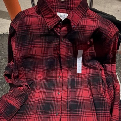 Croft & Barrow Men's L Red/Black Plaid Button-Down Collar Long Sleeve Shirt