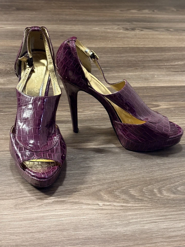 ANNE MICHELLE фиолетовый женщин каблуки платье туфли размер 8 заглянуть носок лодыжки ремень - Изображение 2 из 4