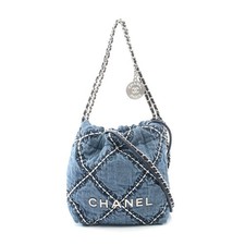Chanel 22 Mini Denim Shoulder Bag Women Blue One Size