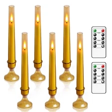 Flameless Taper Candleswith Remote and Timer Flickering Flameless Candles6 Pa...
