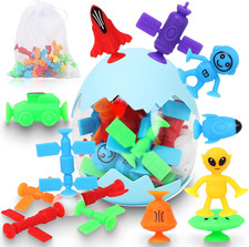 Suction Bath Toys for Kids, 20 Pcs No Hole Outer Space Bath Toy with Eggshell 