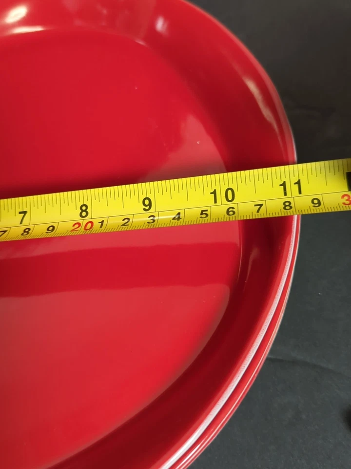 Set Of 4 Red & White Rachael Ray Round and Square Dinner Plates 11” - Image 4 of 4