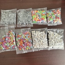 800 Beads Assorted Colors Acrylic Letter Alphabet, Clear, White, Round, 6-7mm