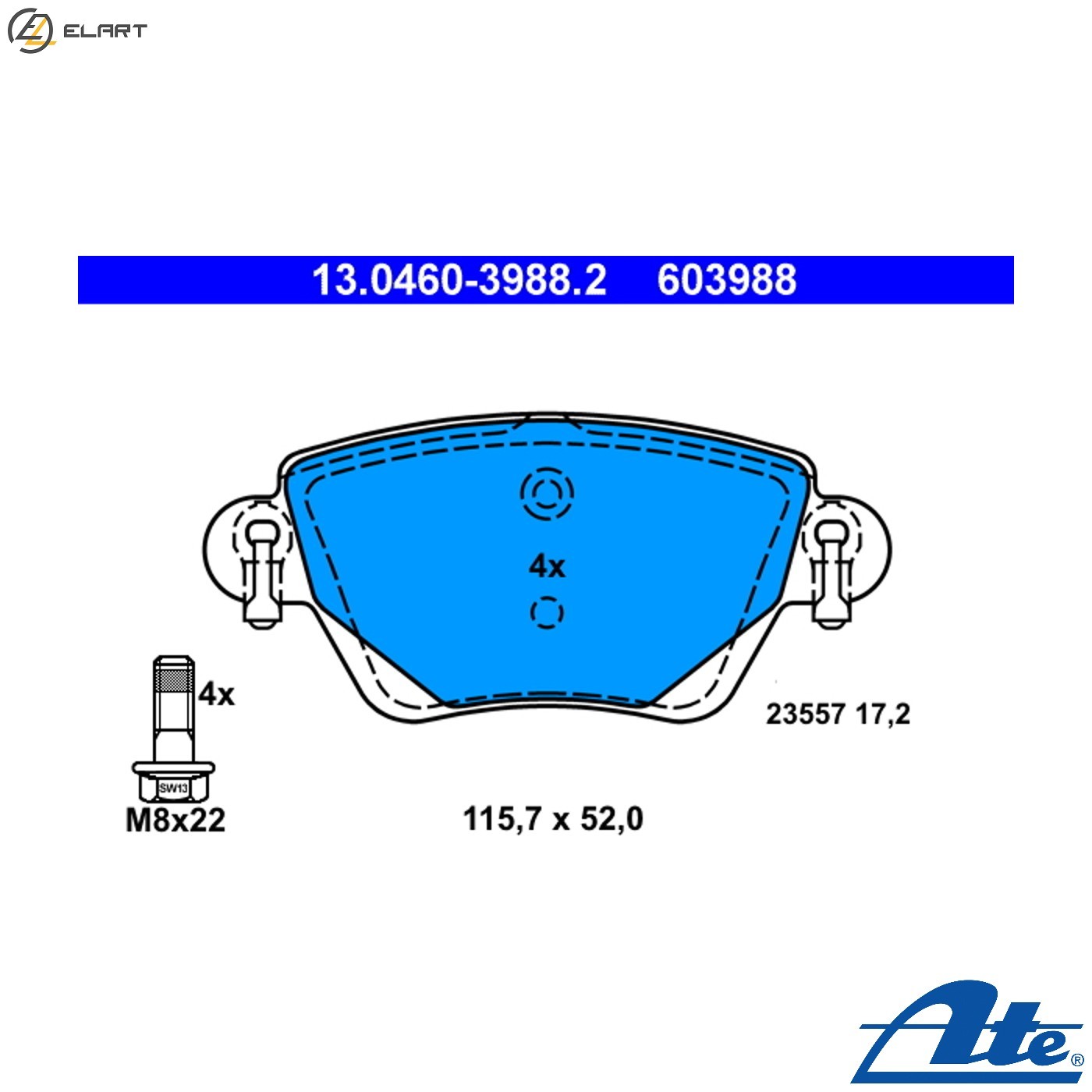 BRAKE PAD SET DISC BRAKE 13.0460-3988.2 FOR RENAULT KANGOO/Rapid/Express  FORD