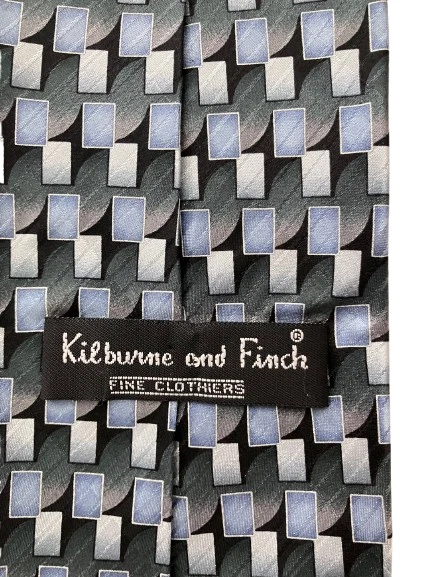 Corbata geométrica cosida a mano 100 % seda Kilburne & Finch Fine Clothiers Foto 3 de 4