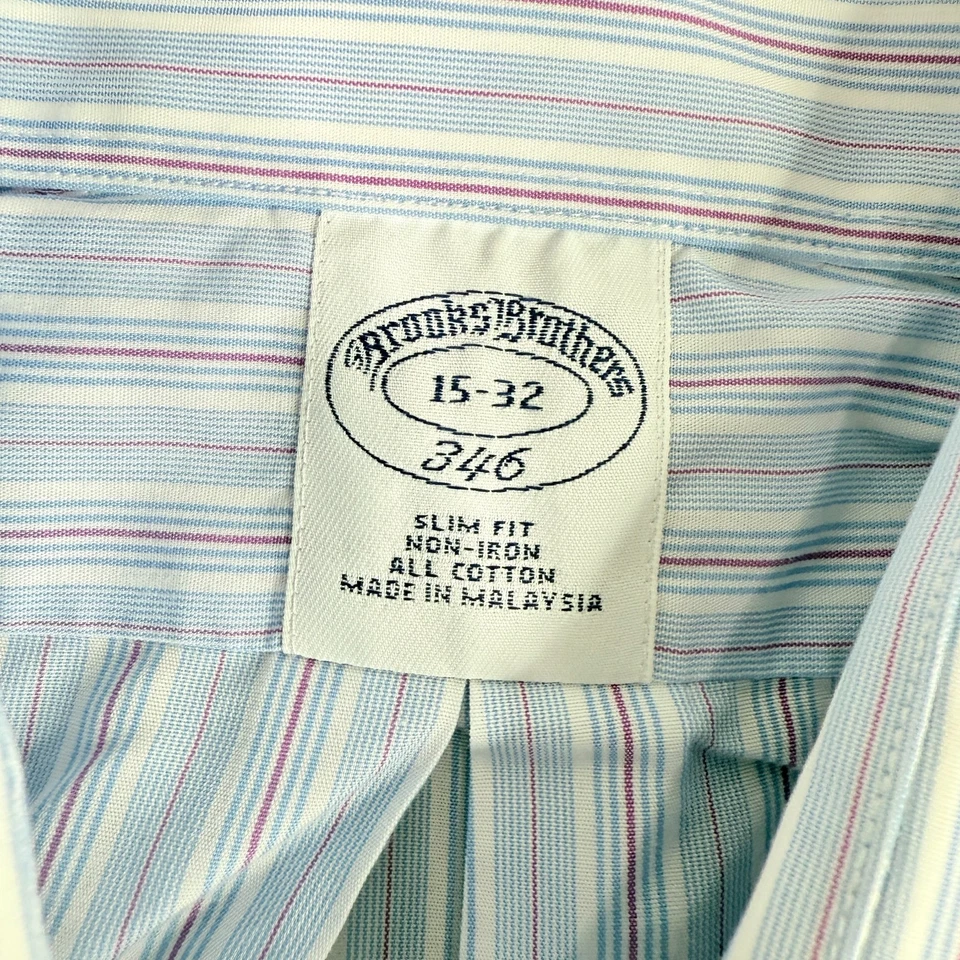 LOT OF 2 Brooks Brothers 346 French Cuff Shirt Mens 15-32 Slim Fit Striped - Image 3 of 4