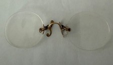 Antique Rimless Pince-Nez Glasses c.1900  Victorian Eyewear  Brass Bridge