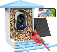 Smart Bird Feeder with Camera, AI Auto-Capture & Motion Detection, 5W Solar Pane