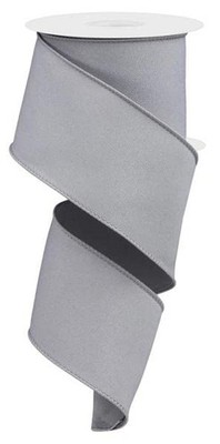 Solid Diagonal Weave Wired Edge Ribbon 10 Yards 2.5 Inch Grey