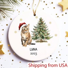 Custom Bengal Cat Christmas Tree Memorial Ornament, Custom Bengal Cat Santa H...
