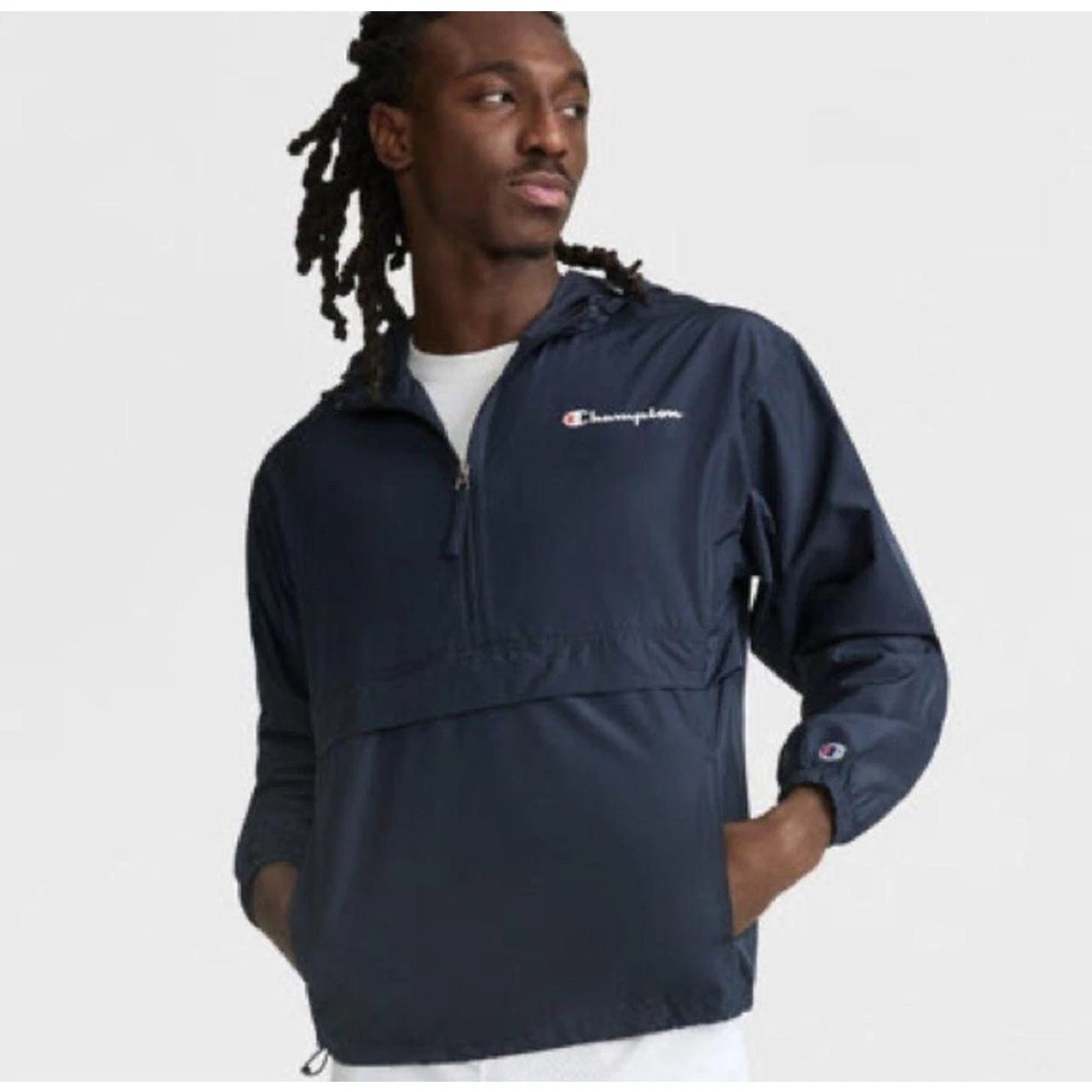 Champion Men's Stadium Packable Jacket Navy L Streetwear Sportswear Rainwear