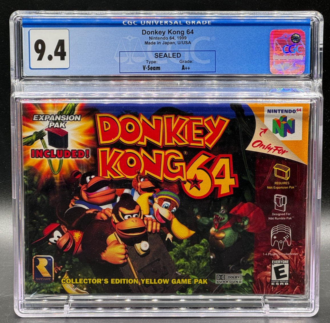 Donkey Kong 64 Nintendo 64 N64 Collectors Yellow Pak Sealed CGC