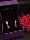Beautiful Gemporia Sterling Silver Ruby / Diamond Stud Drop Earrings. NEW BOXED