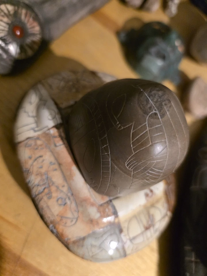 Ojuelos México Pre-Maya Antigua Piedra Extraterrestre Talla OVNI Nave Espacial con Ocupante Foto 4 de 4