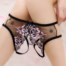 Women's Lace Panties Crotchless Underwear Thongs Lingerie G-string Floral Briefs