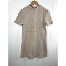 Zara Soft Dress High Collar in Camel Beige Size S